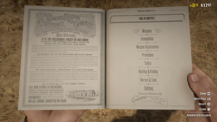 After completing the prologue, you will get a handheld catalogue, which will make it extremely easy for you to shop in Red Dead Online - Ammunition, gunsmith and the hand catalog in Red Dead Online - Combat and Equipment - Red Dead Online Guide