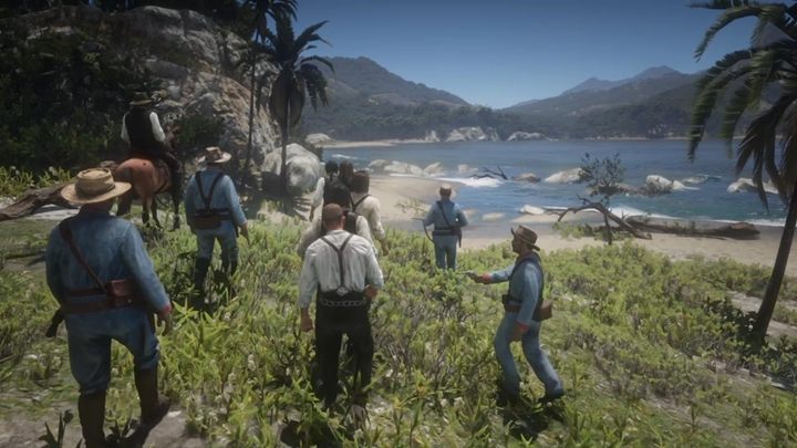 Youll be handcuffed - continue going straight ahead to complete the optional Gold Medal task - Red Dead Redemption 2: Welcome to the New World - walkthrough - Red Dead Redemption 2: Chapter 5 - Guarma - Red Dead Redemption 2 Guide