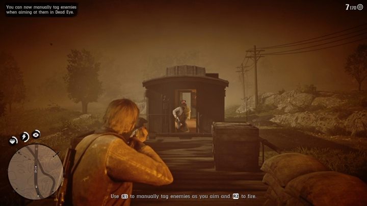 Proceed forward - Sean gets stunned by a door - Red Dead Redemption 2: Pouring Forth Oil - walkthrough - Red Dead Redemption 2: Chapter 2 - Horseshoe Overlook - Red Dead Redemption 2 Guide