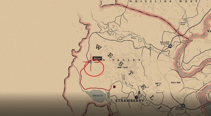 The deer moves within the area marked on the screen above - Red Dead Redemption 2: Legendary Deer - maps, tips - Red Dead Redemption 2: Legendary Animals - Red Dead Redemption 2 Guide