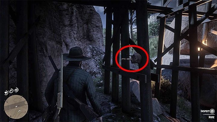 Find a head nailed to one of the bridge supports (as before, help yourself with your eyesight if necessary) and get a new piece of the riddle (Killer Clue Piece) - Red Dead Redemption 2: American Dreams - walkthrough, map - Red Dead Redemption 2: Side quests - Red Dead Redemption 2 Guide