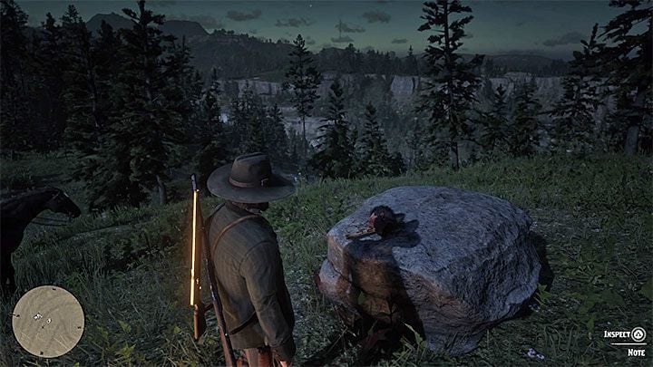 The cut off head with the last fragment of the riddle (Killer Clue Piece) lies on the neighboring smaller scale - Red Dead Redemption 2: American Dreams - walkthrough, map - Red Dead Redemption 2: Side quests - Red Dead Redemption 2 Guide