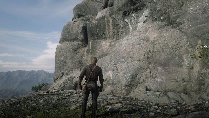 Walking along the path you will come across a Carving, it is a rock on the right side - Red Dead Redemption 2: Rock carvings - where to find all of them? Maps - Red Dead Redemption 2: Dinosaur bones and Rock Carvings - Red Dead Redemption 2 Guide