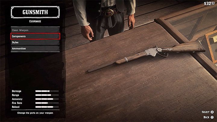 The problem with having no scope can be solved rather easily - visit any of the Gunsmiths - Red Dead Redemption 2: Scope - how to get it for your rifle? - Red Dead Redemption 2: Combat - Red Dead Redemption 2 Guide