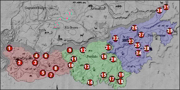 1 - Maps - Locations - Maps - Red Dead Redemption - Game Guide and Walkthrough