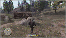 You will pass burned car - this the sign that he must be close - Walkthrough - The North - [G] Agent Edgar Ross - Walkthrough - The North - Red Dead Redemption - Game Guide and Walkthrough