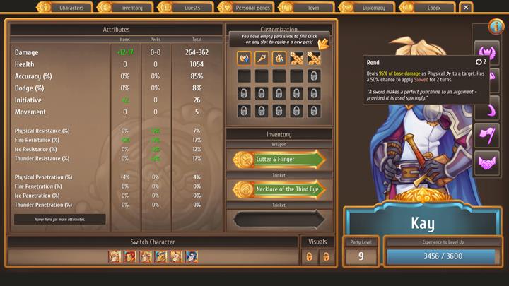 In the top-right corner, there’s an “i” icon - The character tab and most important stats - Gameplay Basics - Regalia: Of Man and Monarchs Game Guide
