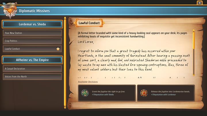 You will be able to side with either side. - Diplomacy - City Management - Regalia: Of Man and Monarchs Game Guide
