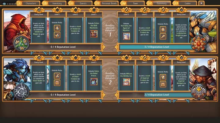 Every faction provides different bonuses, and yields a unique companion on level 3. - Diplomacy - City Management - Regalia: Of Man and Monarchs Game Guide