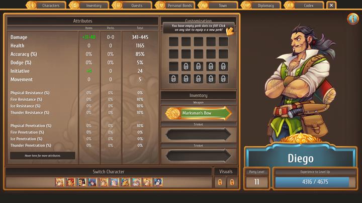 Diego is a self-assured archer - The best combat party members and skills | Dungeons and combat - Dungeons and combat - Regalia: Of Man and Monarchs Game Guide