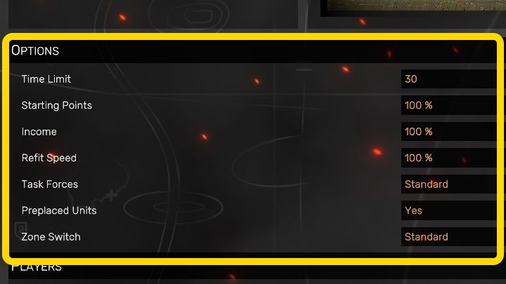 Thanks to the Options you can set 7 different parameters, which will influence the course of a Skirmish - Regiments: Skirmish - Basics - Regiments Guide