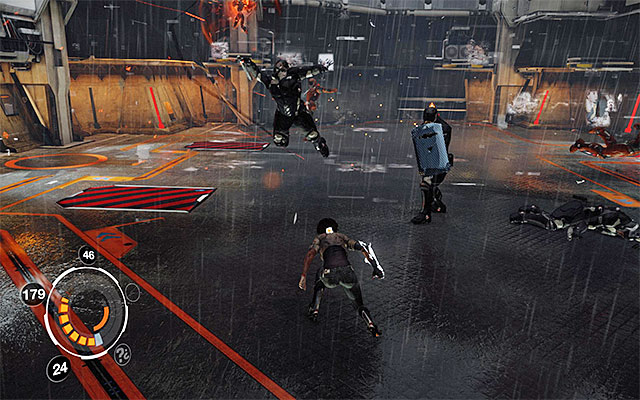 The enemies to participate in the last phase of this battle are Prison Enforcers, Heavy Prison Enforcer and two AV-48S Seraphim) robots - Reach the servers in the Bastille Stronghold - Episode 4 - Remember Me - Game Guide and Walkthrough