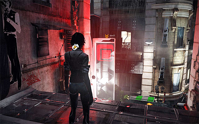 Turn now towards the neon light shown in the above screenshot and leap towards it - Get through the flooded district - Episode 5 - Remember Me - Game Guide and Walkthrough