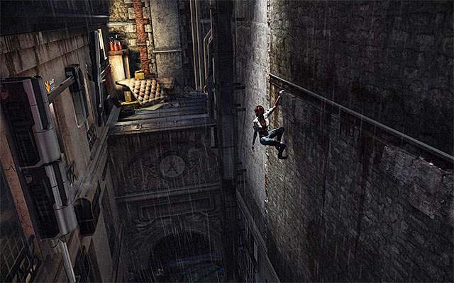 Return to the bottom and grab onto the ledges again, Start now to shimmy