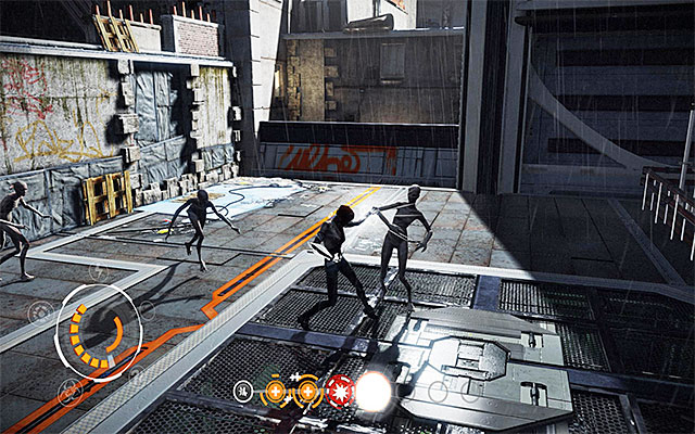 Go ahead and jump down onto the arena where you will have to fight mutants - Get through the flooded district - Episode 5 - Remember Me - Game Guide and Walkthrough