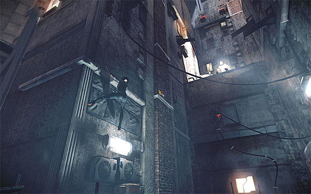 Wait for Nilin to grab onto the ledge and shimmy to the right - Escape from Captain Trace's fighter jet - Episode 5 - Remember Me - Game Guide and Walkthrough