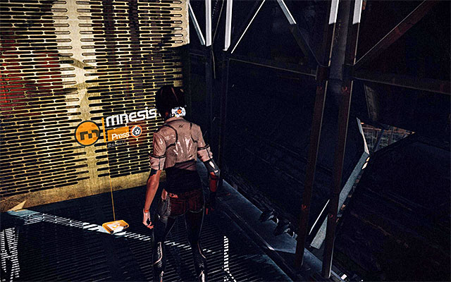 Get prepared to make a leap towards the nearest scaffolding and turn left - Escape from Captain Trace's fighter jet - Episode 5 - Remember Me - Game Guide and Walkthrough