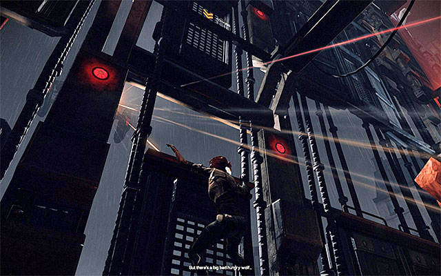 Run up to the shutter that you have just lowered and grab onto the ledge here - Escape from Captain Trace's fighter jet - Episode 5 - Remember Me - Game Guide and Walkthrough