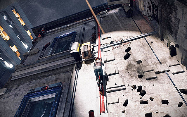 Keep jumping towards successive ledges and do not allow yourself any stops that would be too long - Escape from Captain Trace's fighter jet - Episode 5 - Remember Me - Game Guide and Walkthrough