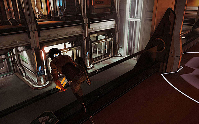 Right after you regain control over Nilin, jump over the balustrade as fast as you can, to avoid being detected by the approaching combat drone - Defeat the enforcers - Episode 6 - Remember Me - Game Guide and Walkthrough