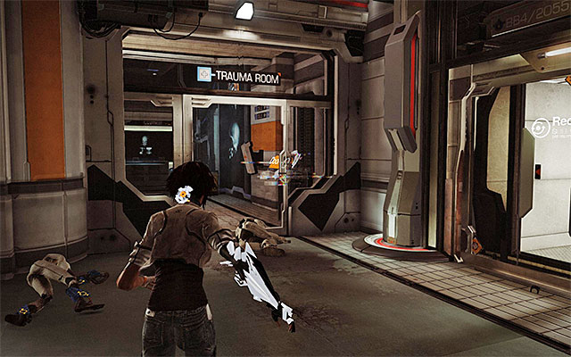 Return to the main location and retrieve the energy from the terminal that you have just activated - Catch up with the captive hunter's cell - Episode 6 - Remember Me - Game Guide and Walkthrough