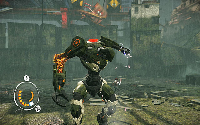 During the first phase of the battle with Zorn, focus mainly on attacking one of the robot's upper limbs - Boss battle: AV-78 Zorn - Episode 3 - Remember Me - Game Guide and Walkthrough