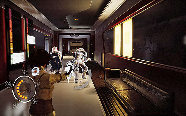 Ignore the inactive elevator for the time being, which is located to the left, and go right - Find Captain Trace - Episode 7 - Remember Me - Game Guide and Walkthrough