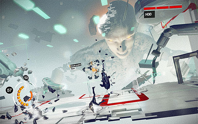 H3O will start to hail the arena with projectiles - Boss battle: H3O - phase one - Episode 8 - Remember Me - Game Guide and Walkthrough