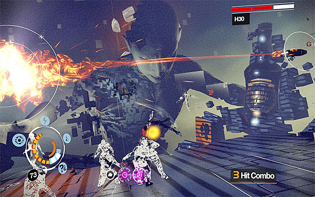 You now need to repeat the above actions for the second cube that appears above the arena - Boss battle: H3O - phase two - Episode 8 - Remember Me - Game Guide and Walkthrough