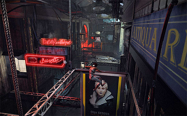 Go straight ahead and jump towards the ledge in front of you - Reach the vicinity of Tommy's bar (part 2) - Episode 1 - Remember Me - Game Guide and Walkthrough