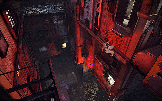 Run up and jump towards the next interactive ledge - Reach the vicinity of Tommy's bar (part 2) - Episode 1 - Remember Me - Game Guide and Walkthrough