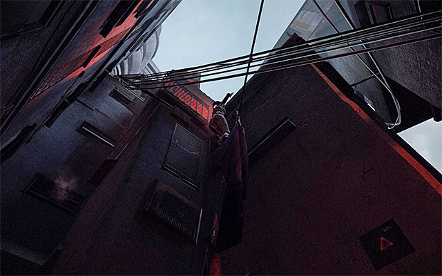 Approach the ledge, hang down from it and shimmy to the right - Reach the vicinity of Tommy's bar (part 2) - Episode 1 - Remember Me - Game Guide and Walkthrough