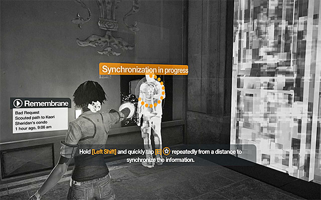 Reach now the next remembrane and approach the locked door while it plays - Follow in the path of the virtual projection - Episode 2 - Remember Me - Game Guide and Walkthrough