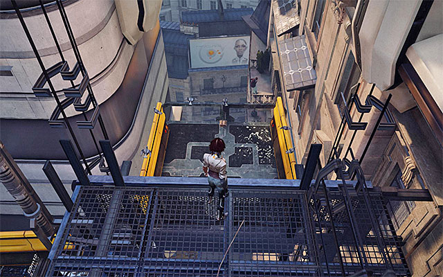 Go towards the big platform with yellow edges, which you need to mount - Follow in the path of the virtual projection - Episode 2 - Remember Me - Game Guide and Walkthrough