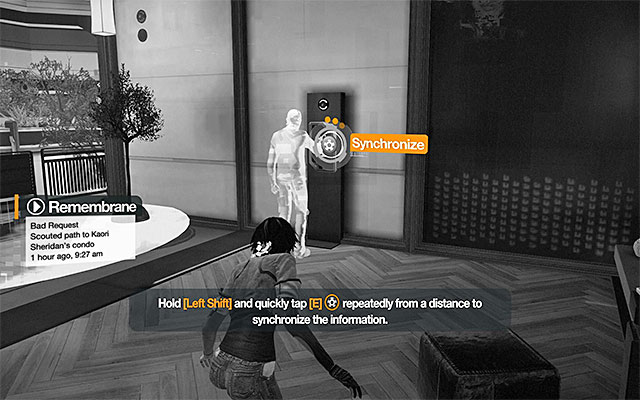 You can now approach the abovementioned remembrane and play it - Follow in the path of the virtual projection - Episode 2 - Remember Me - Game Guide and Walkthrough