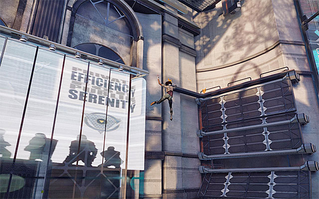 Wait for the panels to the right to stop rotating and shimmy to the right - Reach the building's rooftop - Episode 2 - Remember Me - Game Guide and Walkthrough