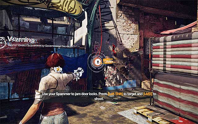 After you collect the patch, face the exit gate from the market place - Get through the first part of the Slums - Episode 3 - Remember Me - Game Guide and Walkthrough