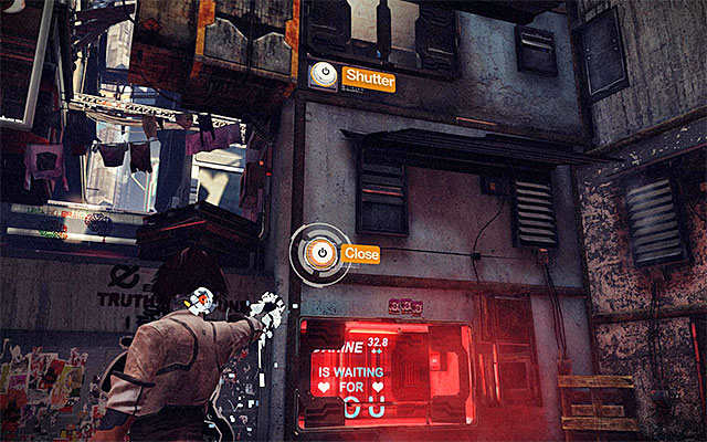 After you are done with the mutants, locate an interactive screen and two blinds that can be rolled down by using the Spammer - Get through the first part of the Slums - Episode 3 - Remember Me - Game Guide and Walkthrough