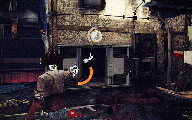 Start the exploration by locating the interactive manhole shown in the above screenshot, which you can aim at with the Spammer - Get through the first part of the Slums - Episode 3 - Remember Me - Game Guide and Walkthrough