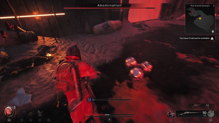 There are also mines scattered around the arena, which can be used to quickly destroy the boss's armor and deal damage - Remnant 2: How to beat Abomination? - Nerud - Remnant 2 Guide