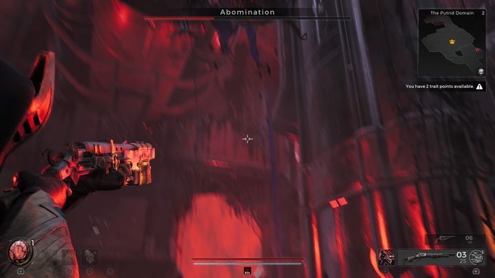 In the third phase, when its HP falls to a dangerously low level, the boss will start to levitate and shoot projectiles - Remnant 2: How to beat Abomination? - Nerud - Remnant 2 Guide