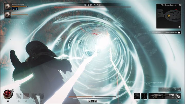 If you stay in the same place for too long, you'll get stuck in a laser that deals high damage and can knock you off the platform right into the enemy horde - Remnant 2: How to beat the Bloat King? - Losomn - Remnant 2 Guide