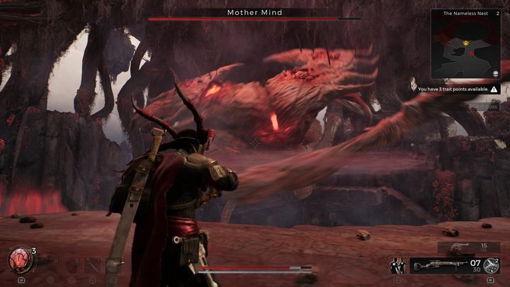 When she winds up a spin, stick to the back of the arena, as she probably won't reach you there - Remnant 2: How to beat Mother Mind? - Yaesha - Remnant 2 Guide