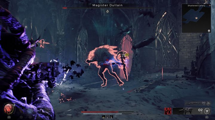 If the boss hits the ground with his staff, all the bodies of his minions will start to fly above him - Remnant 2: How to beat Magister Dullain? - Losomn - Remnant 2 Guide
