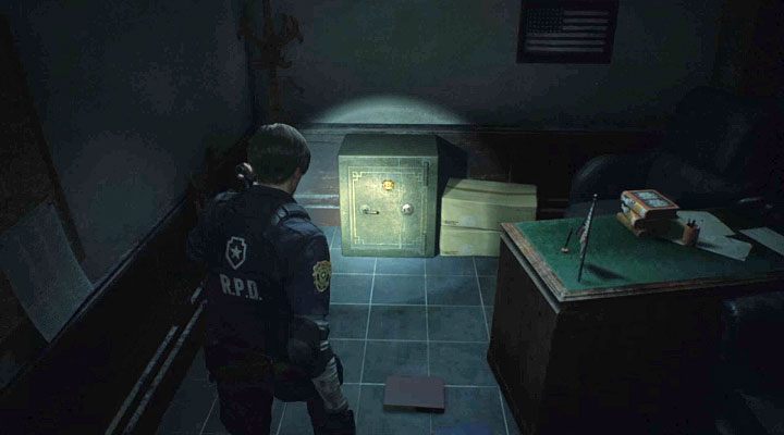 A single zombie is in the room with the safe - How to open the safe in the police stations office (Leon) in Resident Evil 2? - Secrets and useful items - Resident Evil 2 Guide