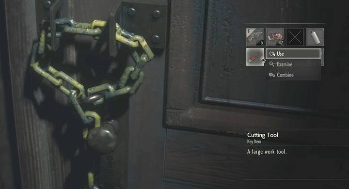 Interact with the door and select the cutting tool. - Meet with the visitor (cutting tool) task | Police station in Resident Evil 2 - Walkthrough - Resident Evil 2 Guide