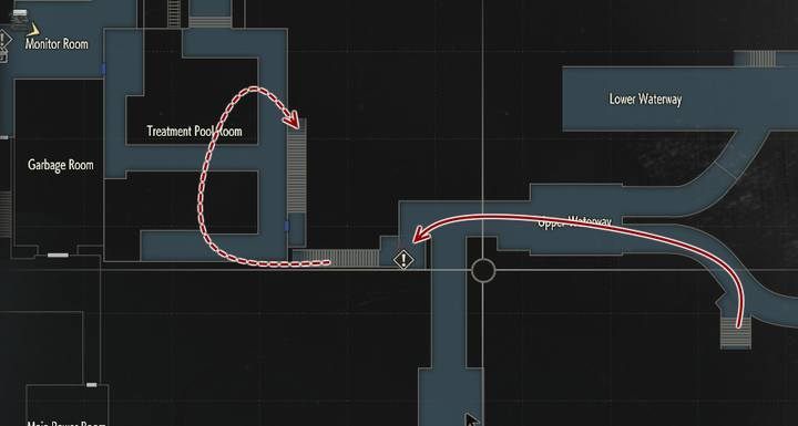 To go back to the hideout, go down the stairs to the sewers and reach the end of the tunnel (near the bars) - Find a chess piece - tower | Sewers in Resident Evil 2 - Walkthrough - Resident Evil 2 Guide