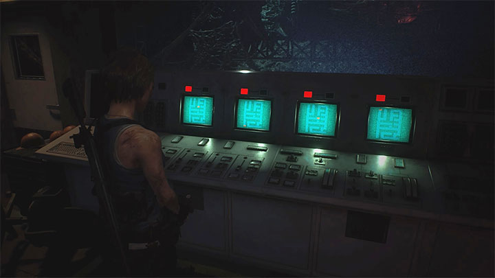 The puzzle appears shortly after reaching the Control room at the Subway Power Substation - Resident Evil 3: Restoring power to substations puzzle - Puzzle Solutions - Resident Evil 3 Guide