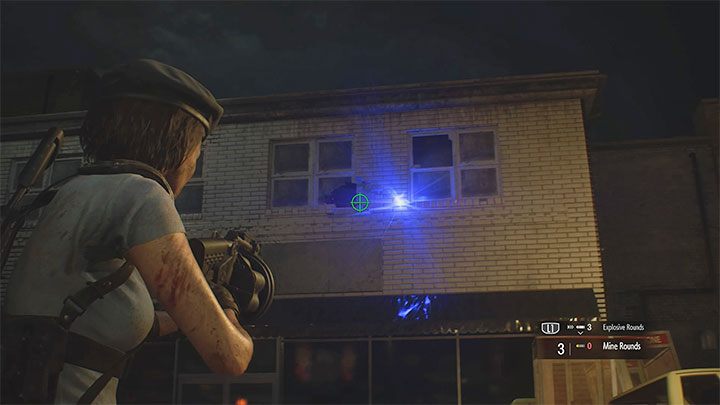 If you have Mine Rounds ammunition for the grenade launcher, you can also use it to stop the running monster by attaching a mine to one of the buildings - Resident Evil 3: Subway Tunnels and Clock Tower Plaza walkthrough - Story walkthrough - Resident Evil 3 Guide