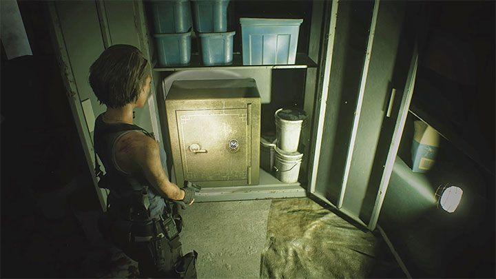 The safe is located next to a journal described above, in an apartment building in Downtown - opening it gives you the Dot Sight upgrade for your handgun - Resident Evil 3: Downtown secrets, collectibles - Collectibles and secrets - Resident Evil 3 Guide
